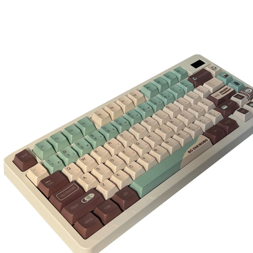 CAP Adaptive Cross Satellite Shaft mechanical keyboard keycaps in matcha green colour theme