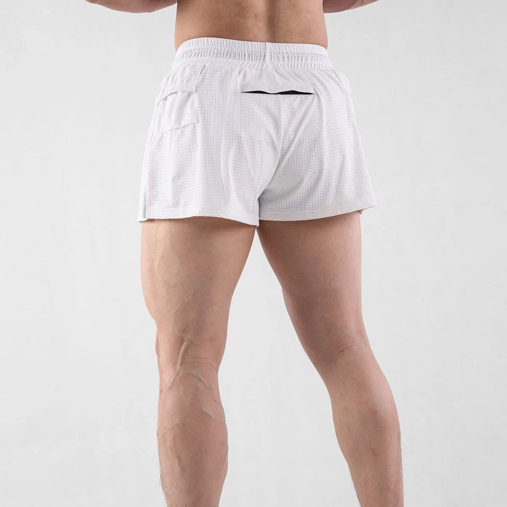Men's black and white nylon quick-drying summer shorts in sport leisure style