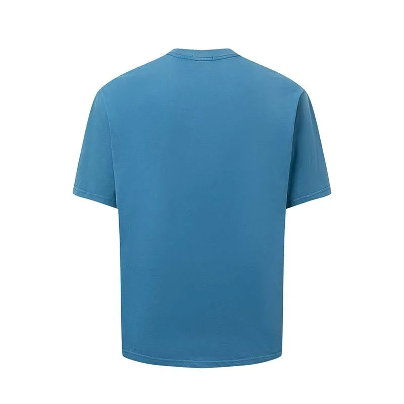 Men's American-style letter printed round neck t-shirt in cotton blend fabric