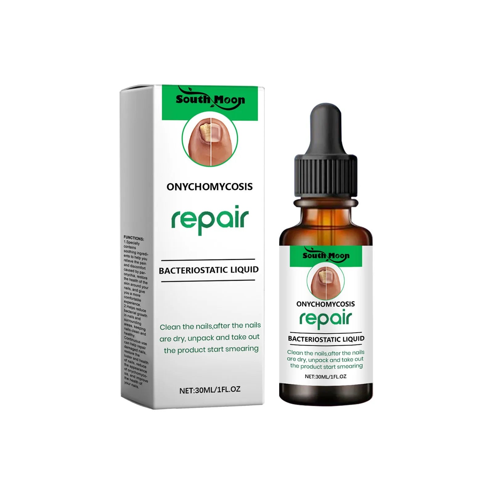 30ml bottle of clear nail care nursing solution for gentle daily cleaning.