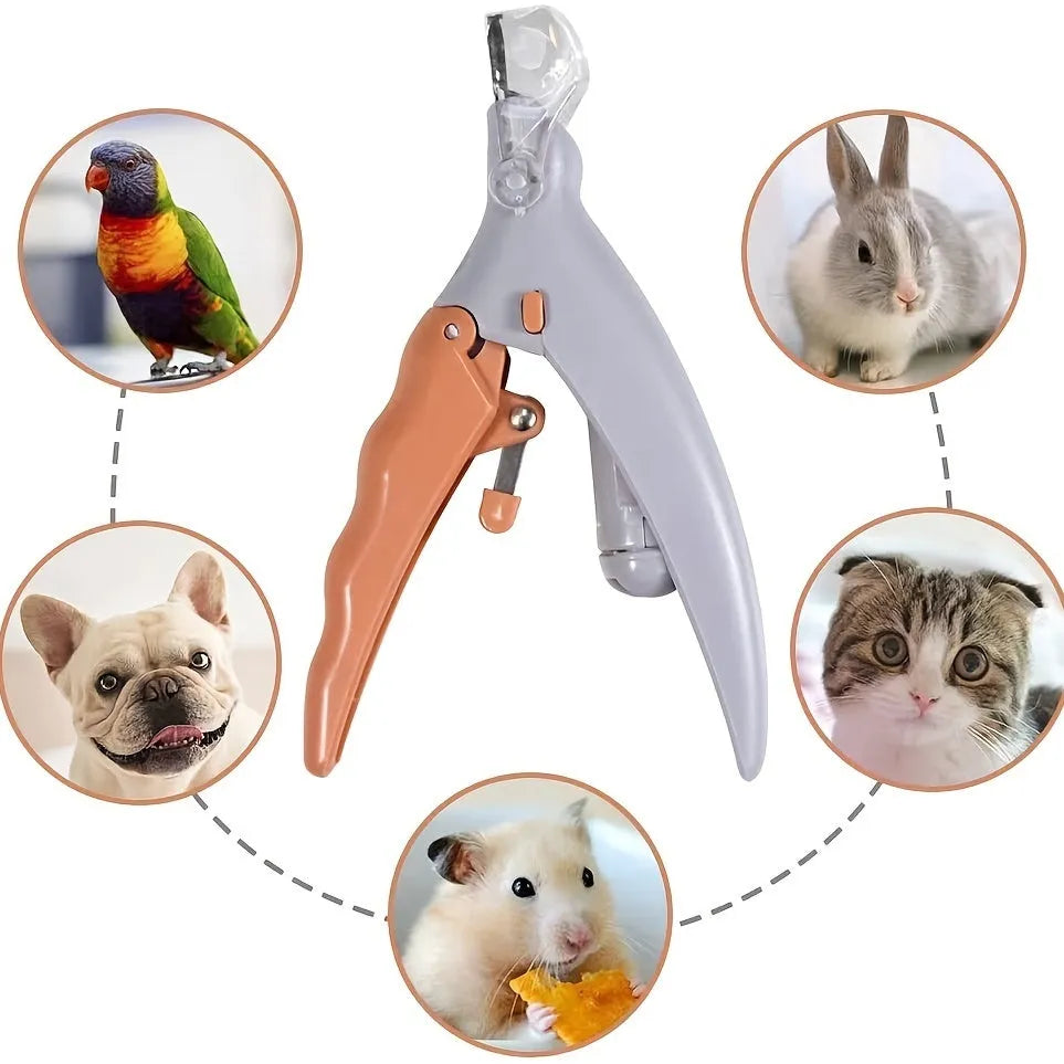Yellow LED pet nail trimmer with magnifying glass and 4 lights for cats and dogs