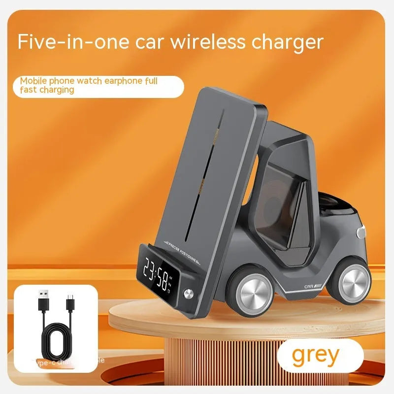 15W three-in-one wireless charging bracket for smartphones with Qi charging and USB ports