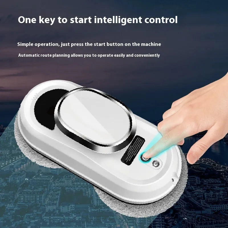 White full-automatic high altitude cleaning machine with remote control and safety rope adapter for window washing