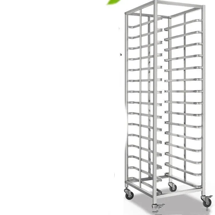 Stainless steel six-layer baking tray rack with lock feature for 40x60cm commercial trays
