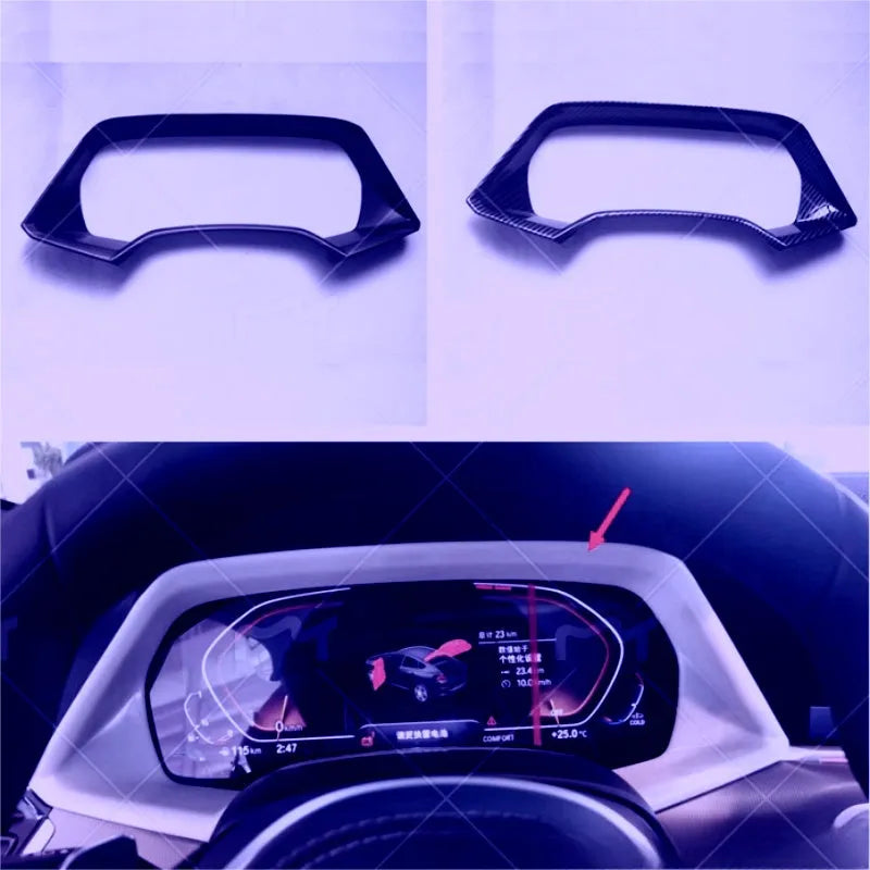 BMW X5 dashboard decorative frame in Peach Wood and Carbon Fibre finishes