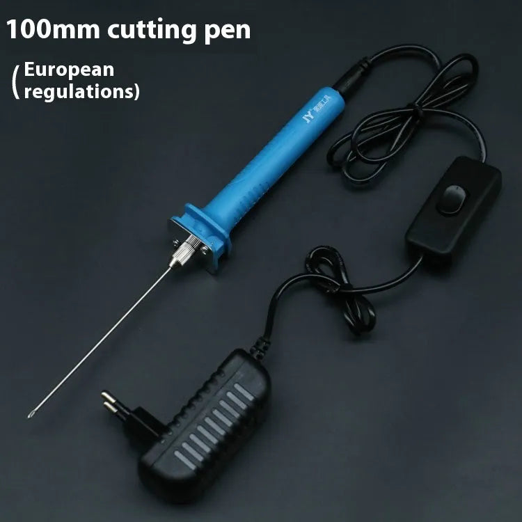 Blue electric heating cutter pen for foam cutting with plastic handle and adapter