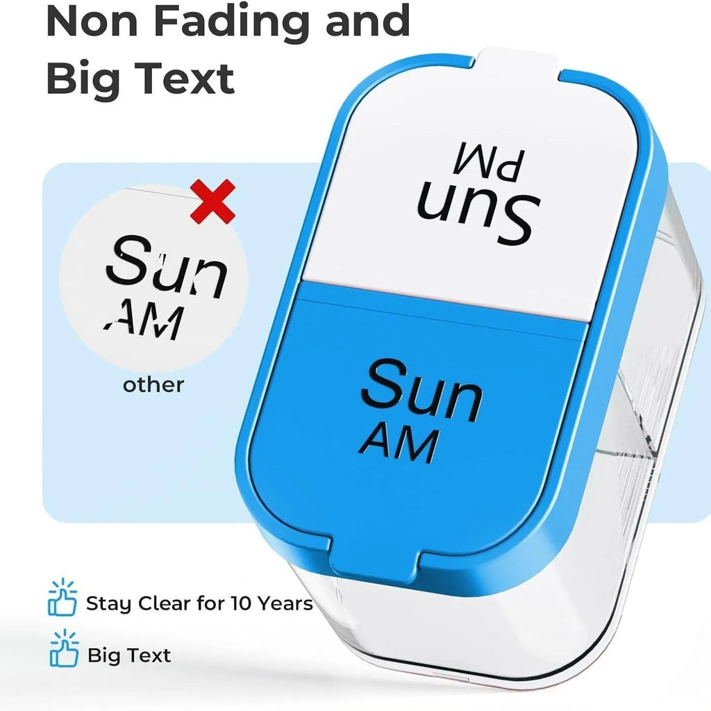 Amazon 14-compartment removable pill box dispenser in white or rainbow colour with extra large 1L capacity