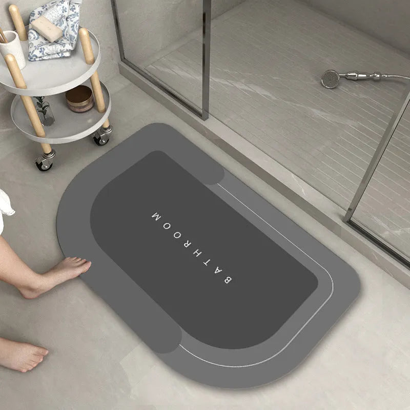 Blended bathroom floor mat for sliding door cushioning in blue colour rectangular shape