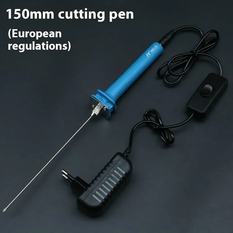 Blue electric heating cutter pen for foam cutting with plastic handle and adapter