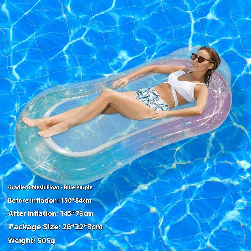 PVC inflatable floating row with thick sequins and wave design in multiple colour patterns