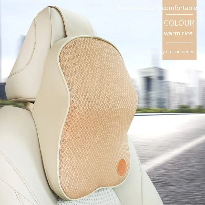 Memory foam automotive headrest pillow and lumbar support pillow set in various colour options