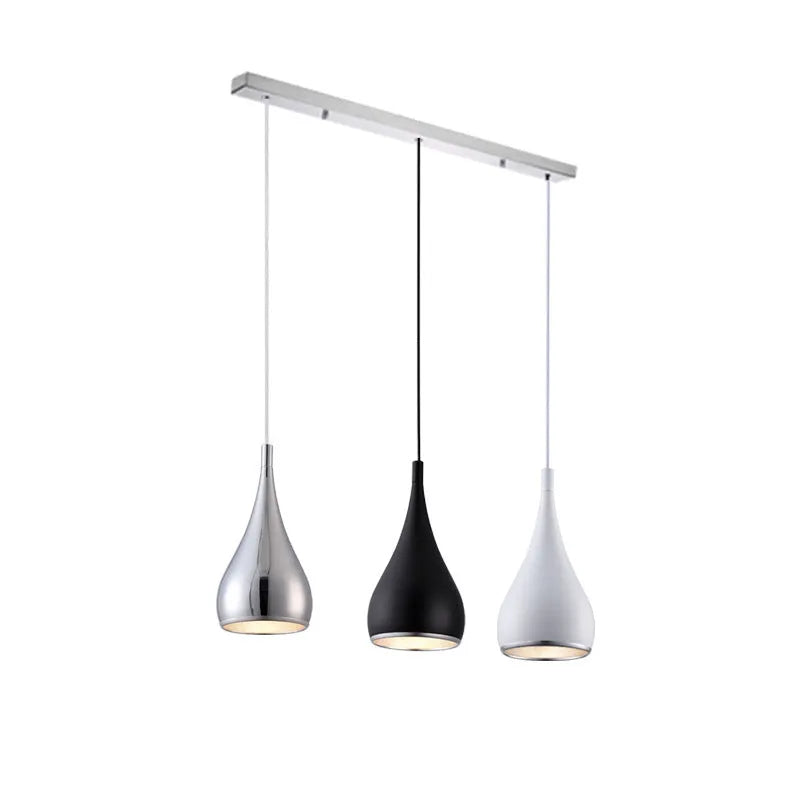 Minimalist iron restaurant chandelier bedside lamp in black, chrome or white finishes