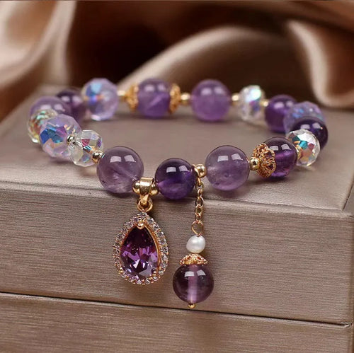 Women's purple amethyst crystal bracelet with micro inlay processing technology