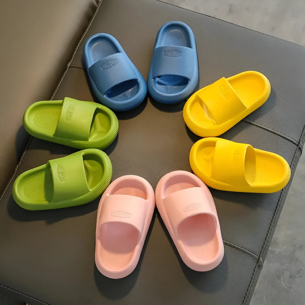 Children's literal pattern EVA slippers in mixed colours with non-slip soles