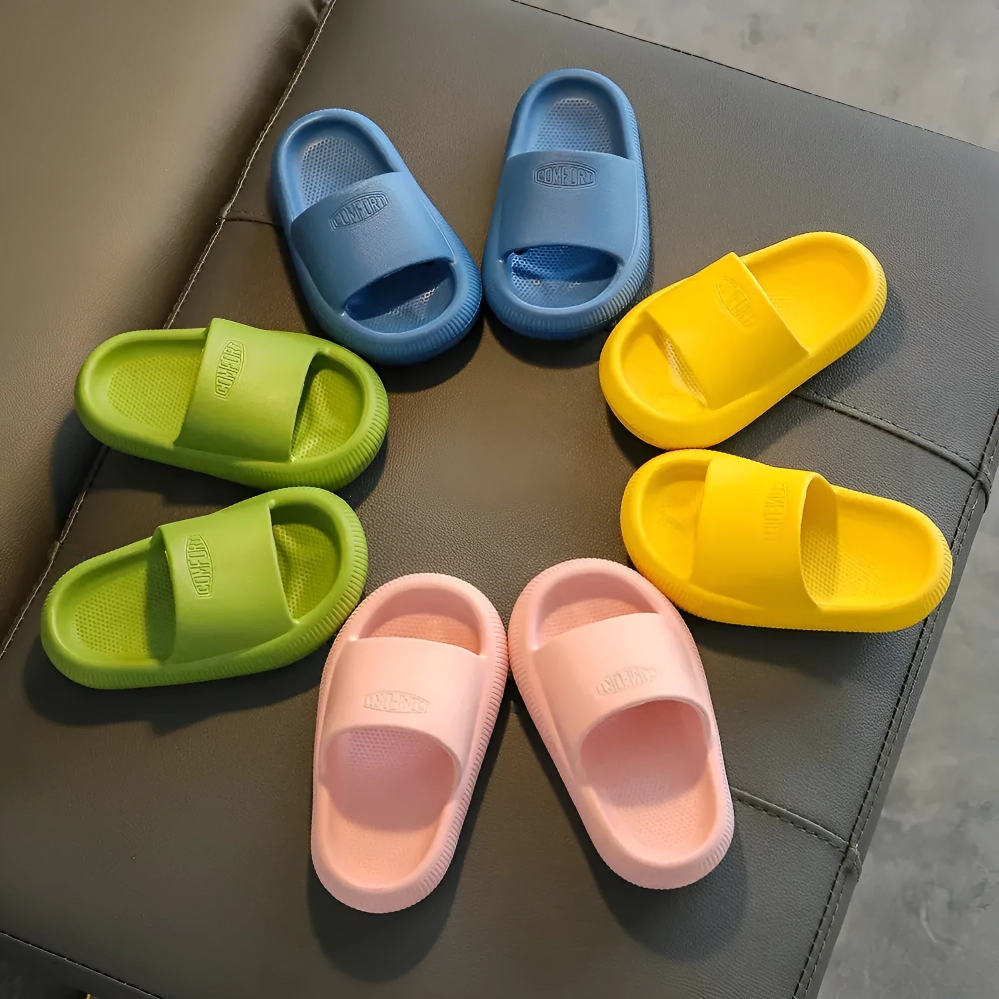Children's literal pattern EVA slippers in mixed colours with non-slip soles