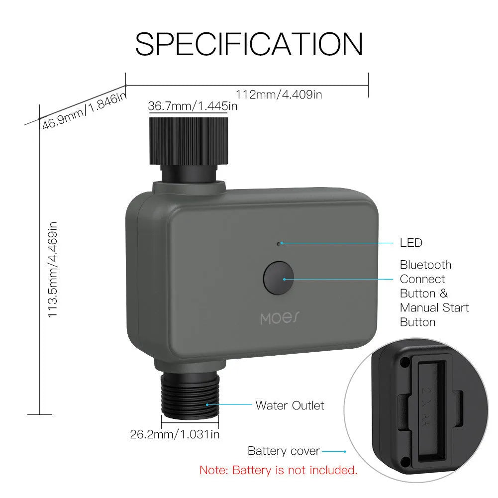 Bluetooth garden irrigation timer with smartphone app control for automated watering schedules