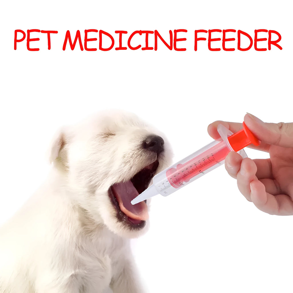 Two soft-tip silica gel pet pill shooters for cats and dogs on a white background