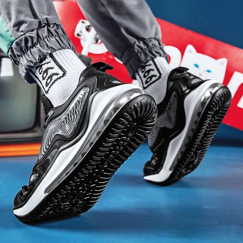 Men's summer air cushion casual shoes in Space Black colour with rubber soles