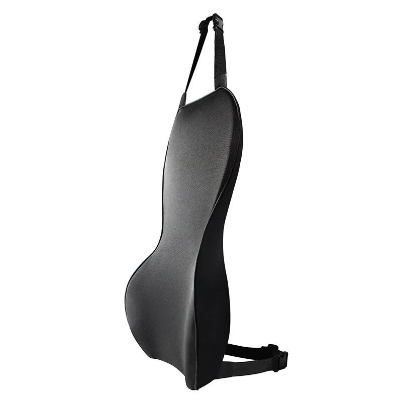 Memory cotton car lumbar support cushion in a neutral colour on a car seat.