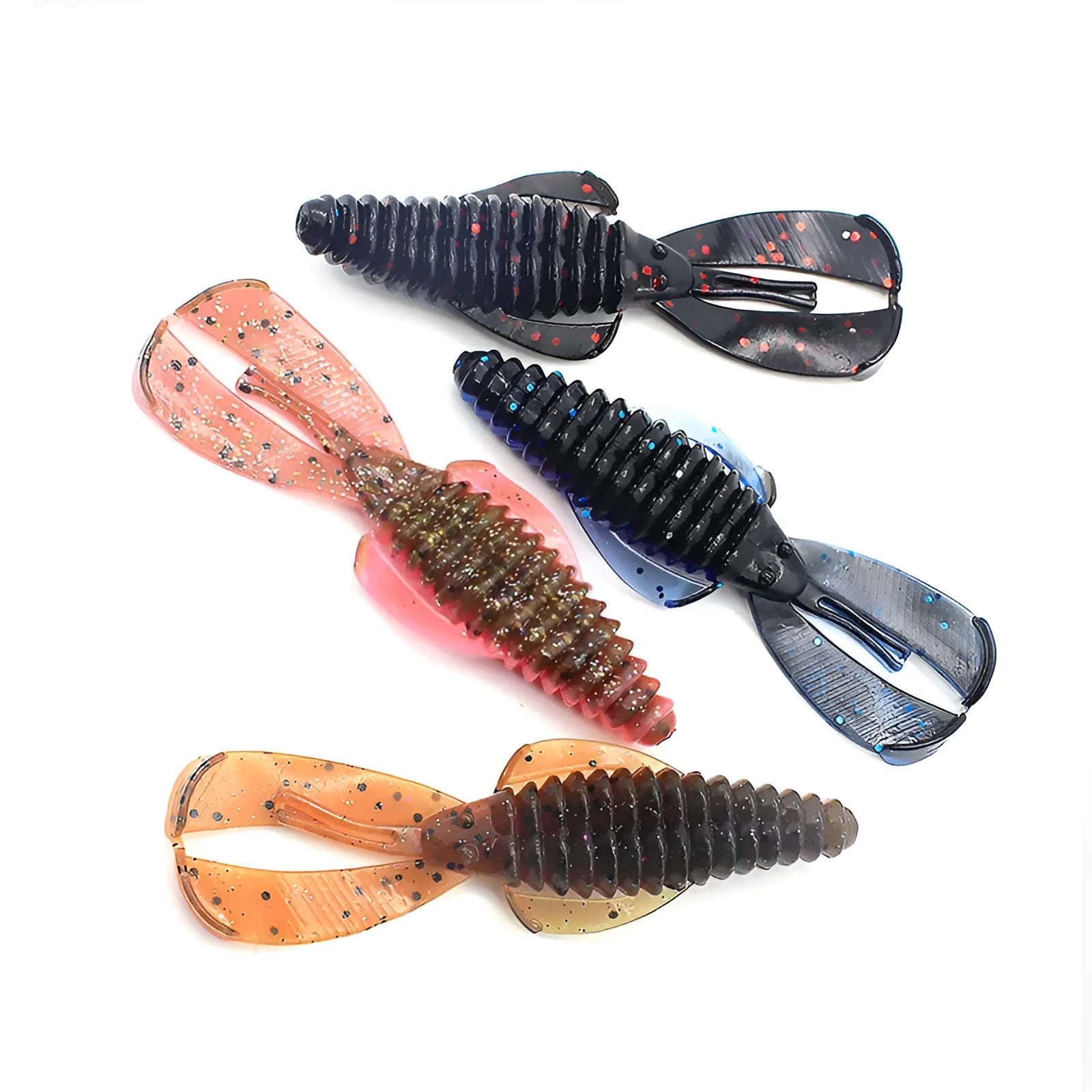 PVC soft plastic fishing lure in a selection of colours, shown in 8cm and 12cm sizes.