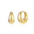Geometric brass diamond earclip earrings with round accents in golden electroplated finish