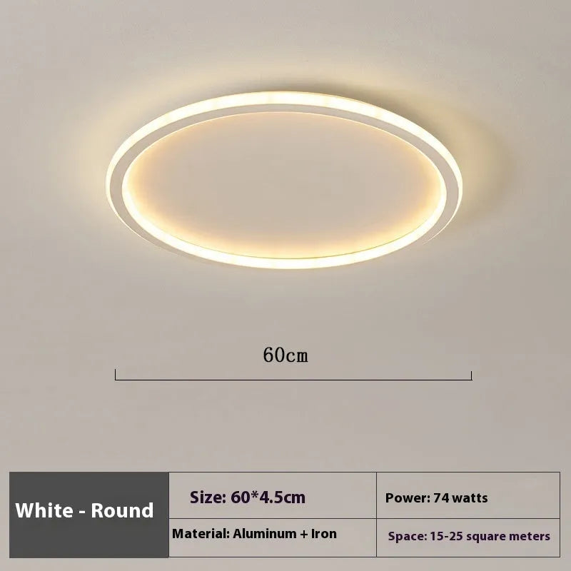 Minimalist modern ceiling lamp in black, white, or gold finish with adjustable lighting and dimming control