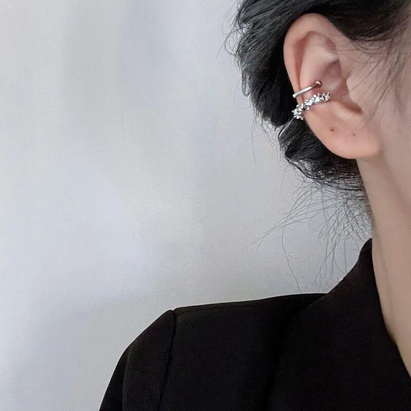 Irregular frosty geometric ear clip earrings in alloy with B4710 colour detailing