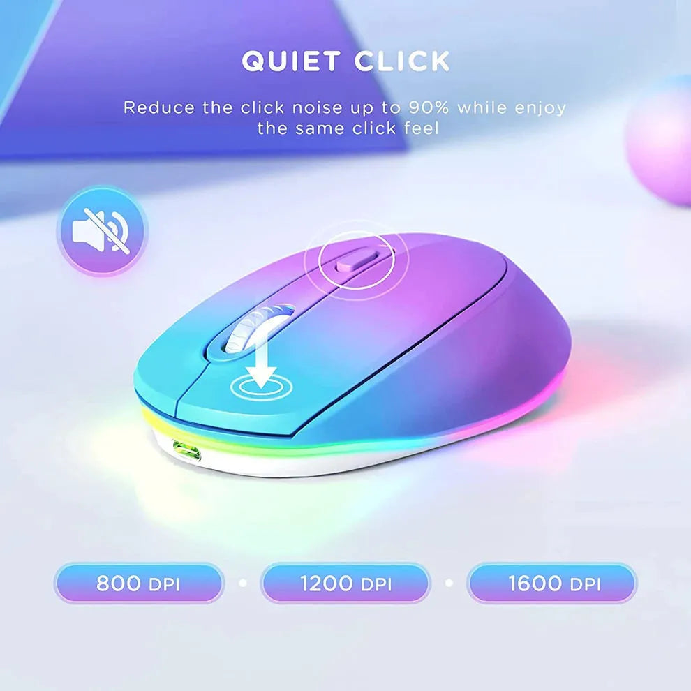 24g wireless ergonomic mouse with USB charging cable in multiple colour options