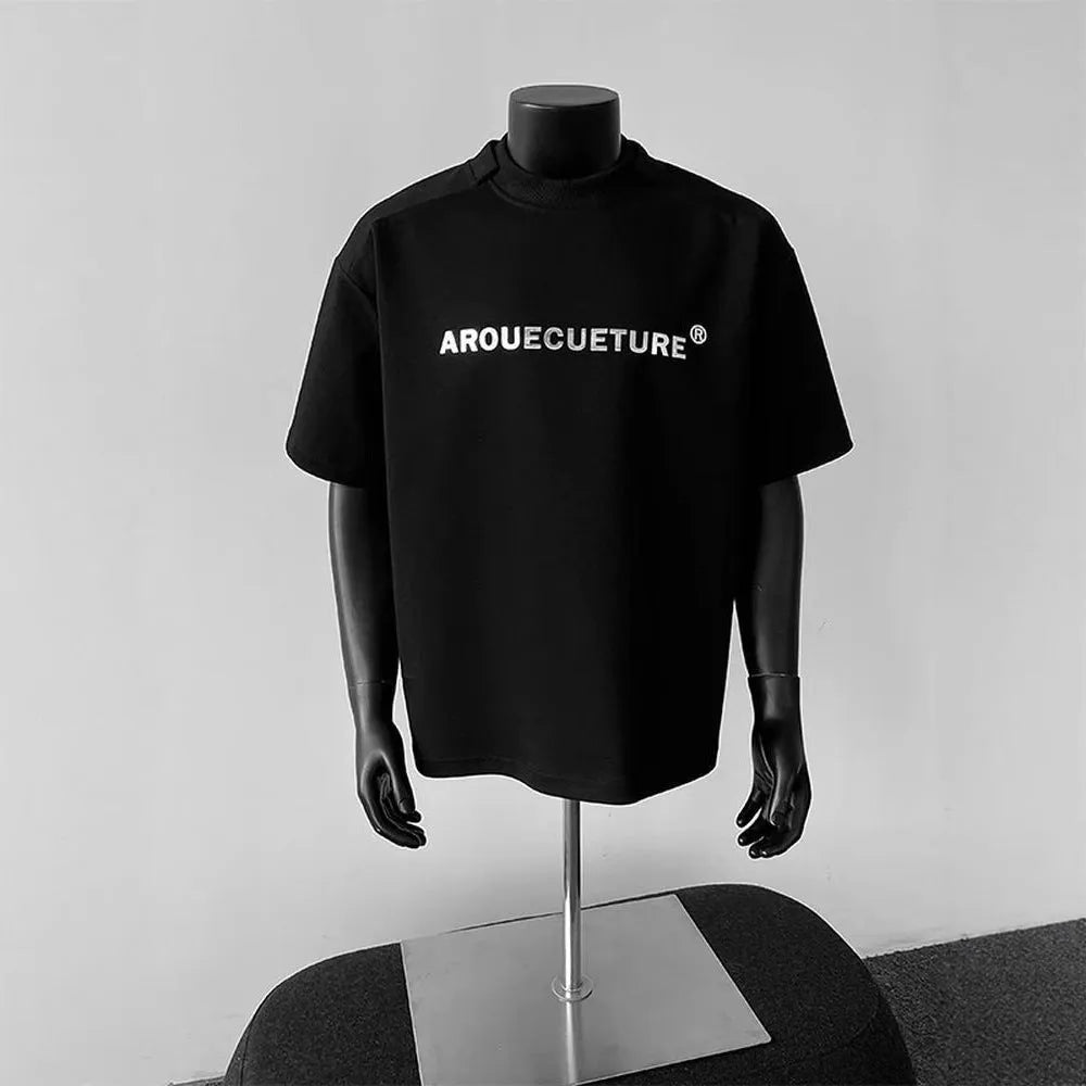 Men's cotton short sleeve T-shirt in loose fit with letter pattern