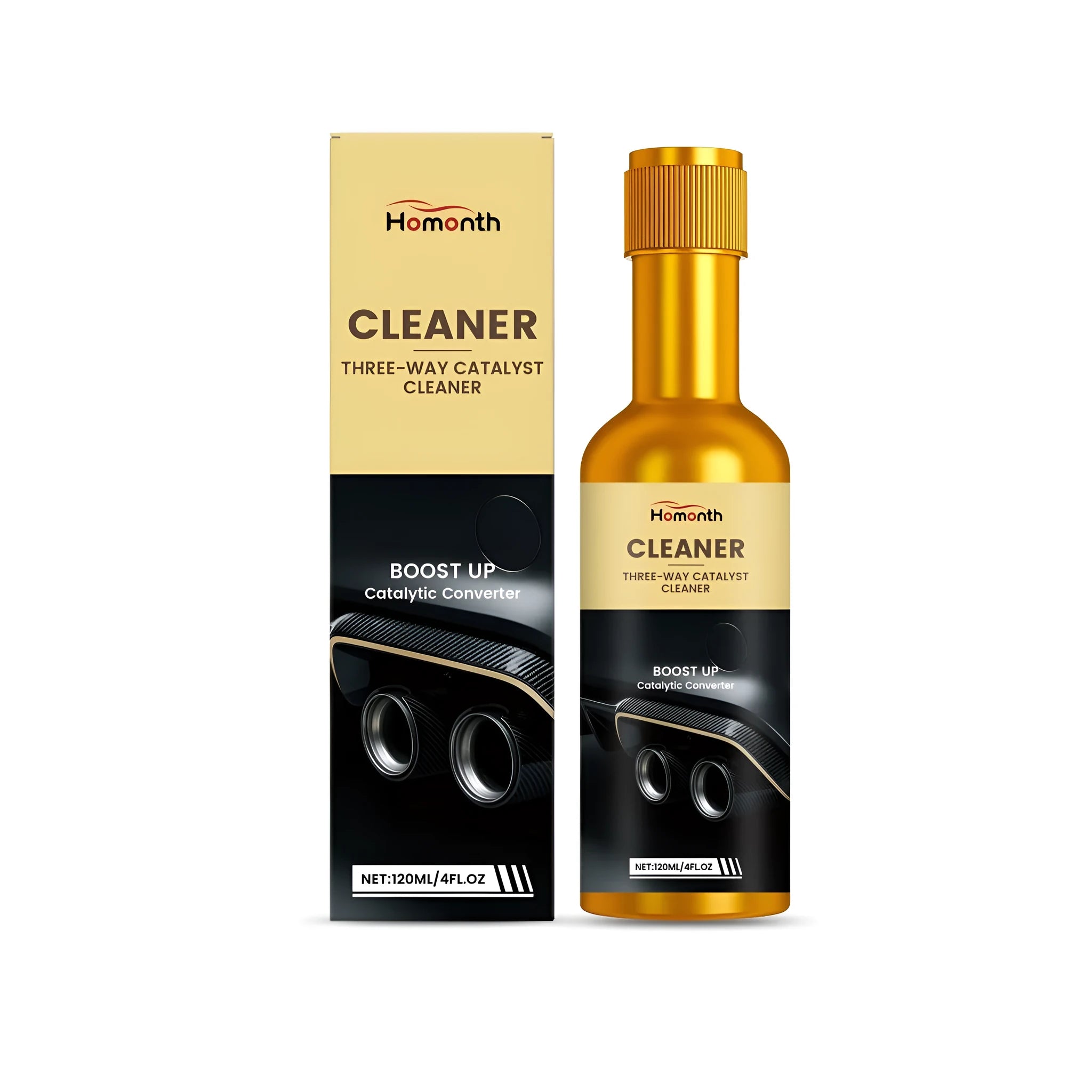120ml bottle of catalytic converter cleaner fluid for car exhaust systems