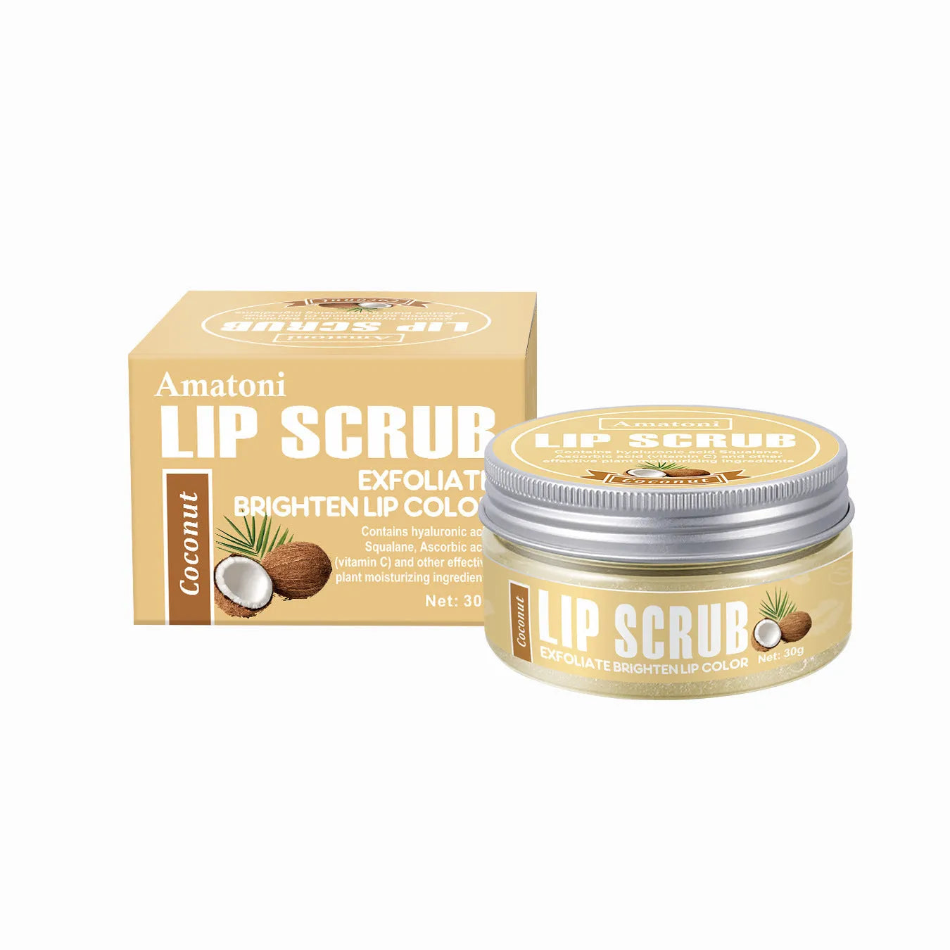 Amatoni Lip Scrub pot with 30g fruit flavour exfoliating cream for lips