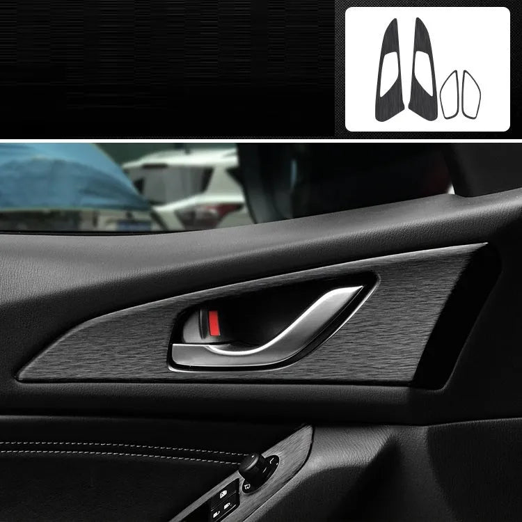 Unksera car interior decorative film sticker kit showing dashboard and centre console application with carbon fibre finish