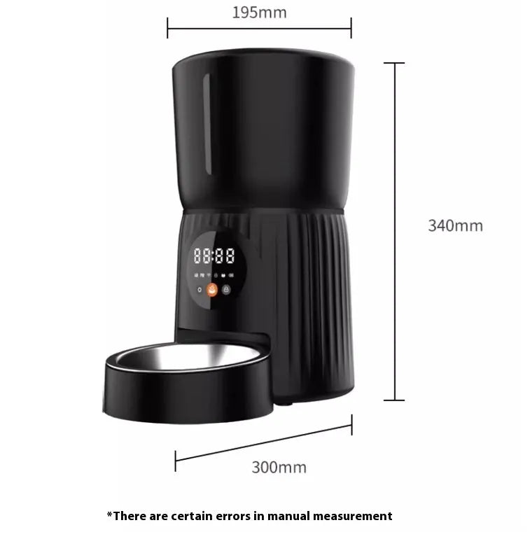 Black and white intelligent pet feeder with automatic timing and quantitative remote feeding function