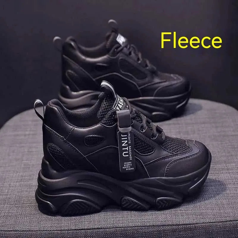 Women's platform casual shoes with breathable mesh upper and hollow-out design in various colour options