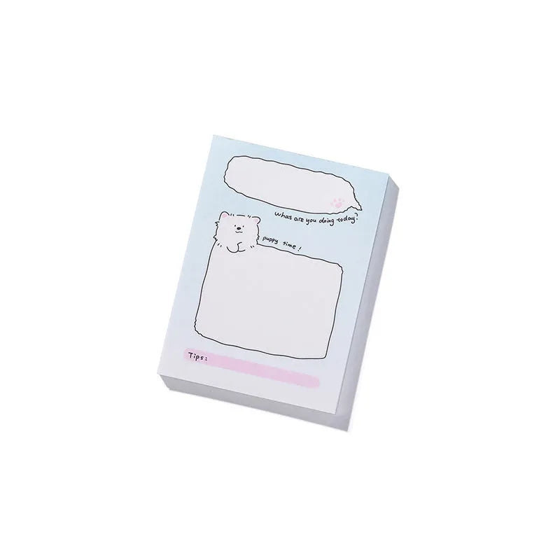 Cartoon sticky note notepad with heartbeat delivery theme in one of six decorative styles