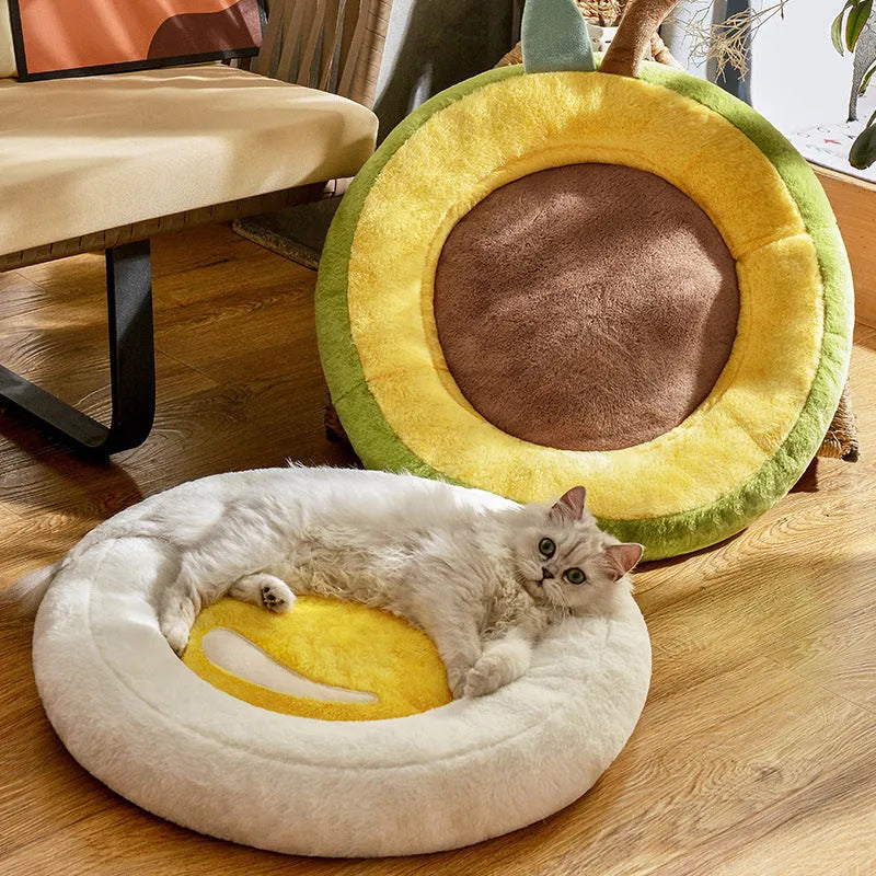 Round universal cat nest pet bed sleeping mat green colour 50cm diameter for small pets