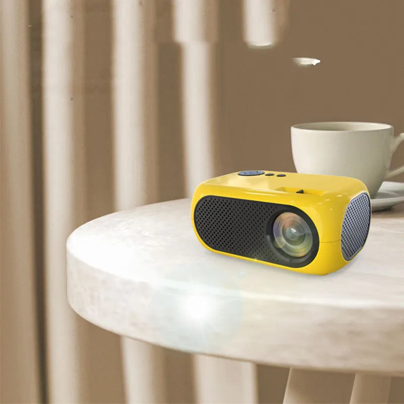 M24 micro mini portable LED projector in gold or white with power adapter and cables