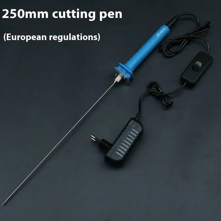 Blue electric heating cutter pen for foam cutting with plastic handle and adapter
