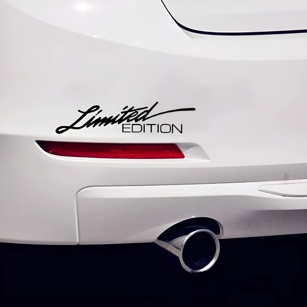 Reflective British bumper sticker on car, showing Black, White and Colourful options.
