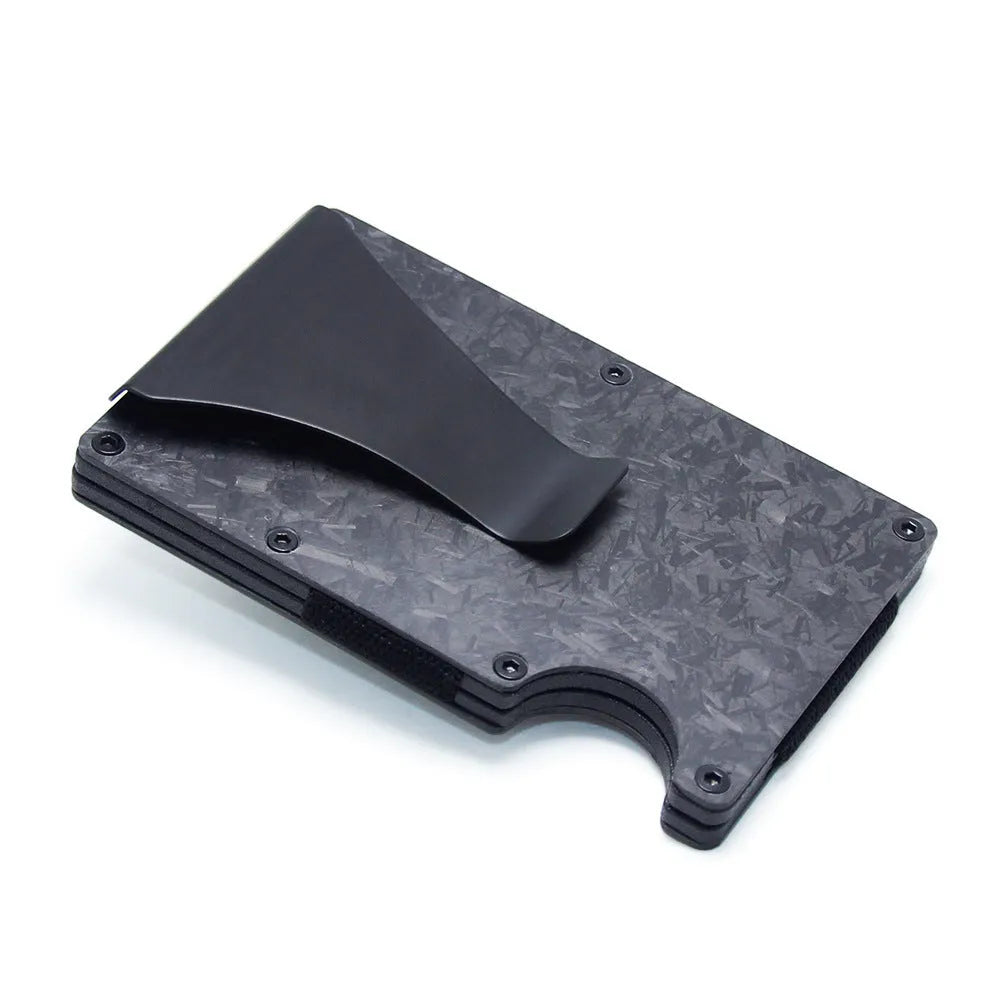 Carbon fibre card holder wallet with geometric design in multiple finish options