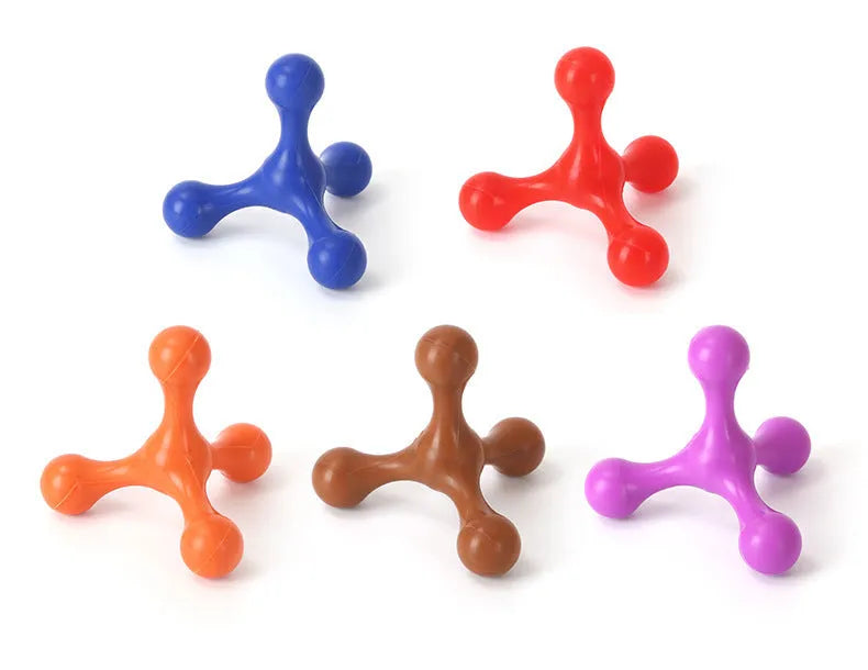 Silicone three-legged puppy chew toy in assorted colours for teething relief