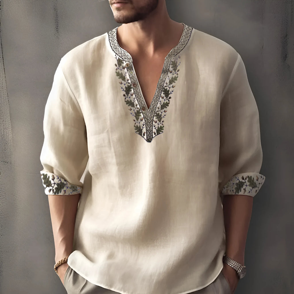 Bamboo hemp short sleeve shirt with 3D digital thermal transfer striped pattern in British style