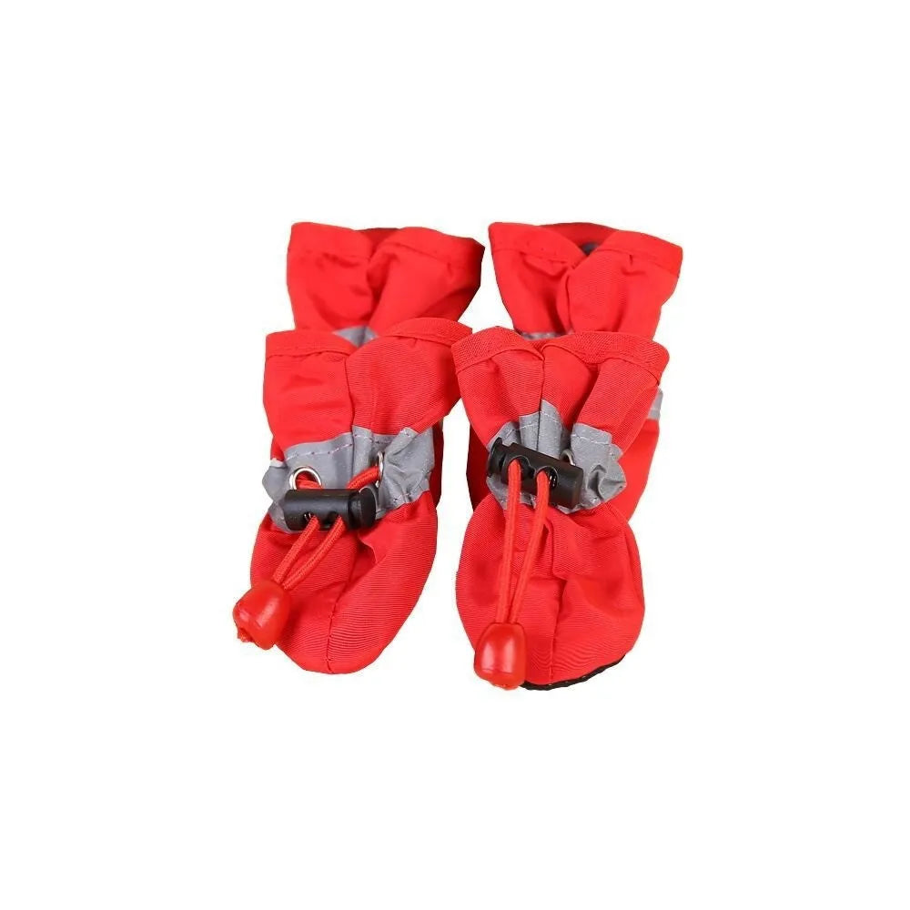 Soft sole cloth dog shoes showing multiple colour options including fleece-lined and monkey print designs