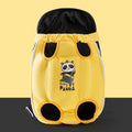 Cartoon animal pet chest bag in soft canvas with ribbon trim, available in four sizes and colour patterns