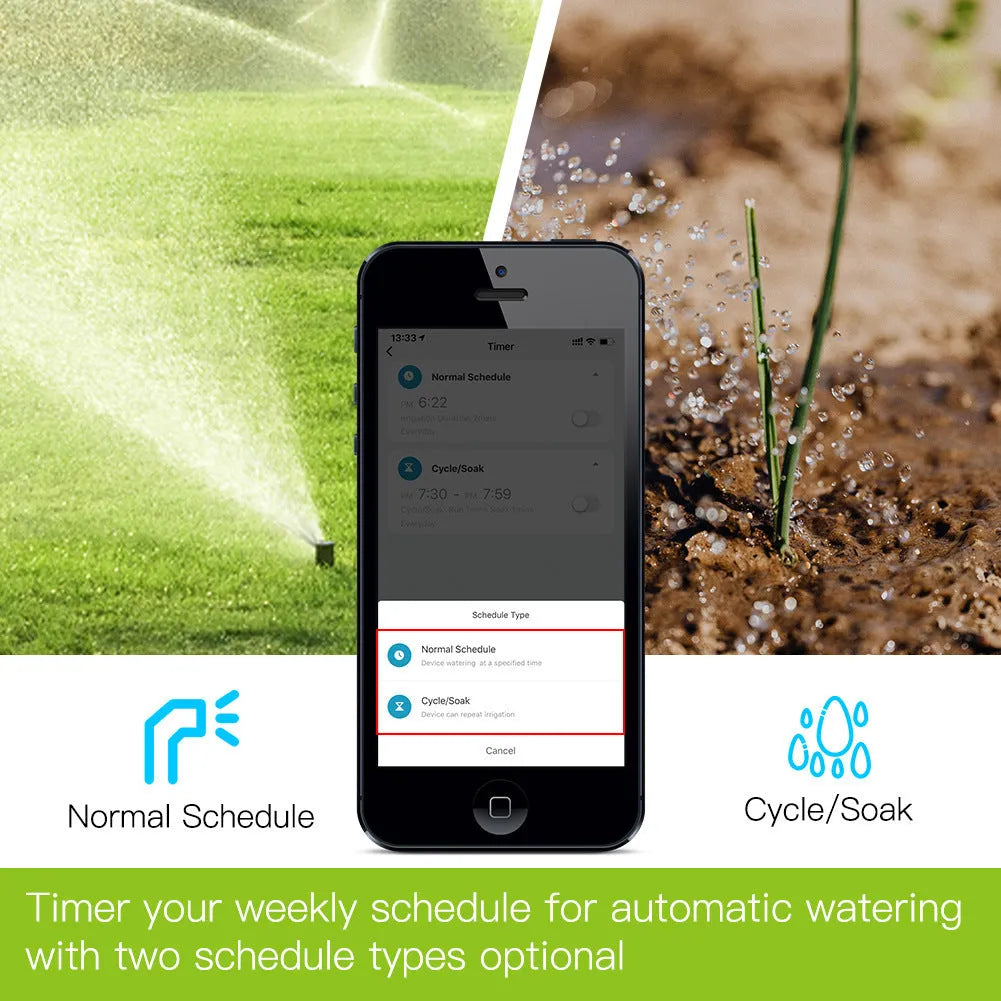 Bluetooth garden irrigation timer with smartphone app control for automated watering schedules