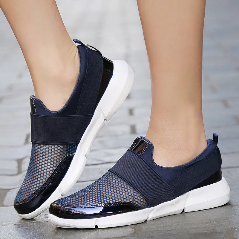 Women's lightweight sneakers with mesh inside material available in blue, black and grey colours