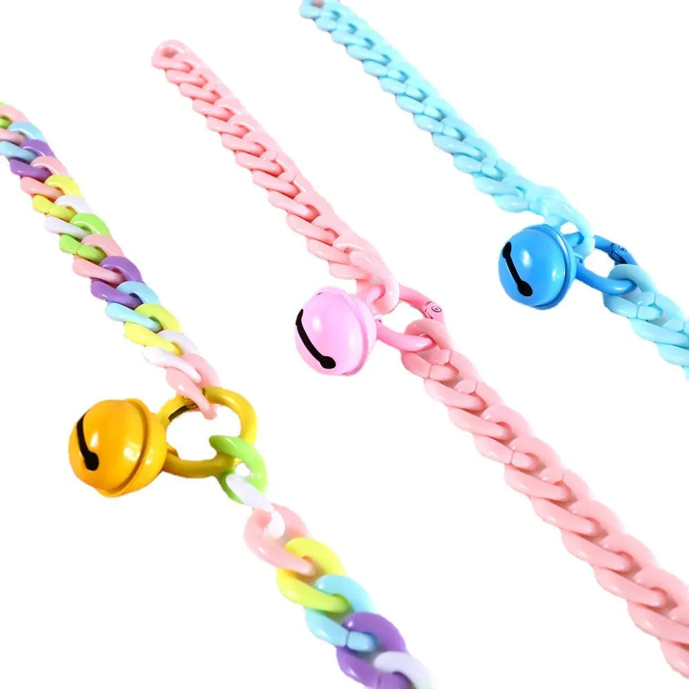 Plastic pet collar in macaron candy colours with chain design for cats, dogs and rabbits