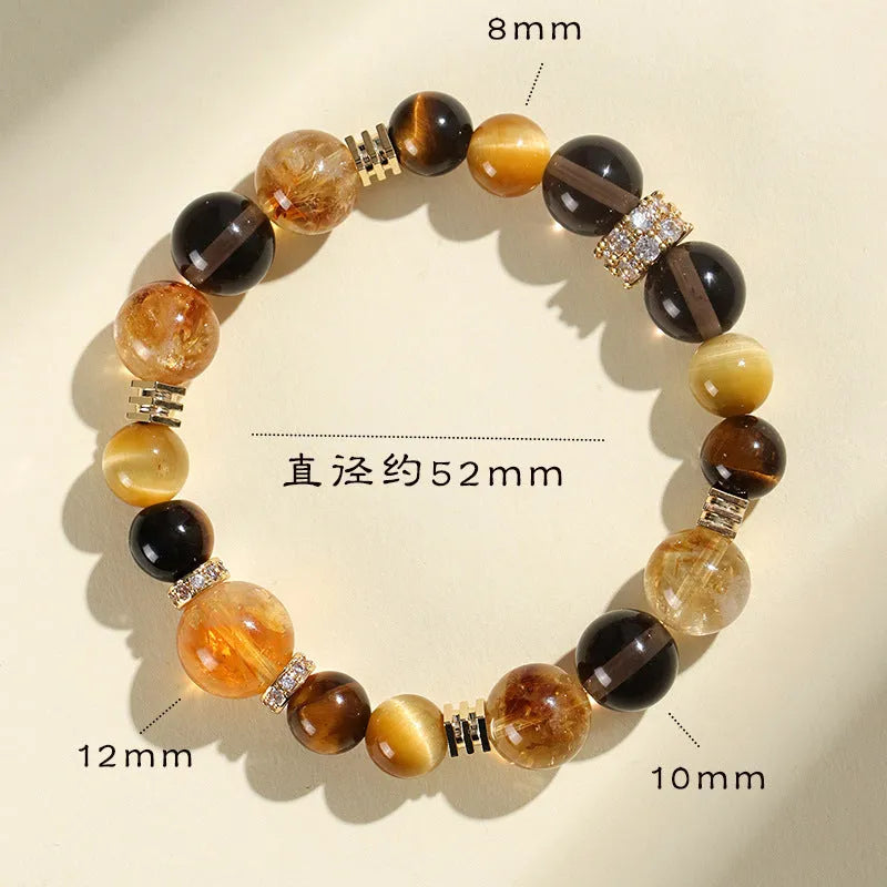 Natural yellow 10mm tower crystal string beads bracelet with manual processing and artificial crystal material