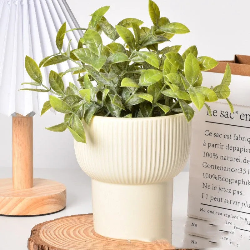 Roman column matte yellow ceramic flowerpot with decorative finish for indoor and outdoor plants