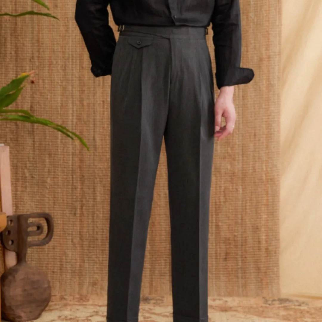 Slim fit men's business trousers in polyester fabric for wrinkle-resistant professional wear